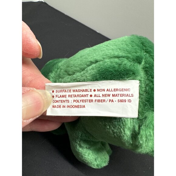 Green Alligator Plush Toy With Red Hanging Loop Surface Washable - Picture 6 of 7